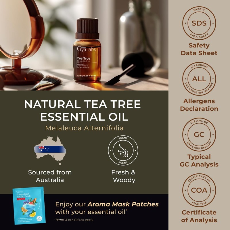 Gya Labs Melissa Essential Oil for Diffuser & Tea Tree