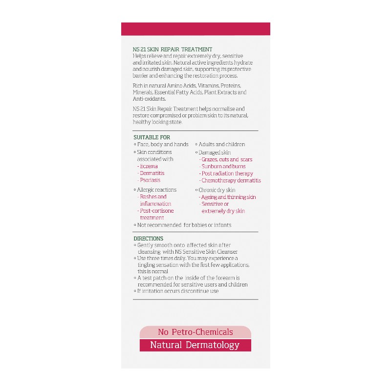 Plunkett's NUTRI SYNERGY 21 NS 21 Skin Repair Treatment Tube