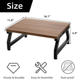 ELFULLY Wooden Step Stool for Adults Seniors, Heavy Duty Stools for High Bed with Adjustable Non-Slip Feet, One Step Foot Stool for Bedroom Living Room Bathroom Kitchen, Hold Up to 220 lb, Brown