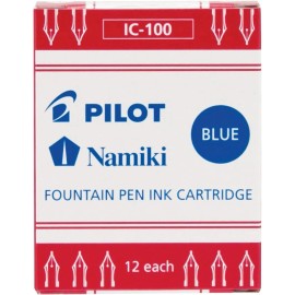 PILOT Namiki IC100 Fountain Pen Ink Cartridges, Blue, 12-Pack