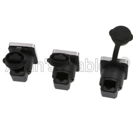Alvin's Cables RJ45 Interface Waterproof Sockets Connector IP65 Ethernet Panel Mount Right Angle RJ45 Connector 90 Degrees 3Pcs