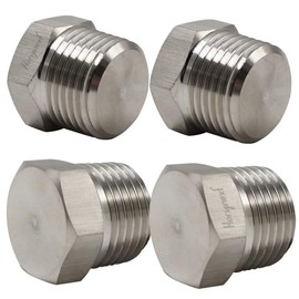 Horiznext npt 1/2 male threaded hex head pipe plug, stainless steel 304,(pack of 4)