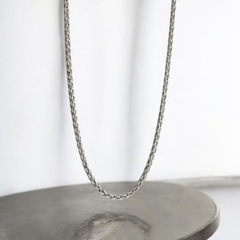 Solid 925 Sterling Silver Spiga Chain Necklace 1.5 mm - Oxidized Non-Tarnish Black Wheat Link Rope Chains for Men Women 18" 20" Inch (18" - 45 cm)