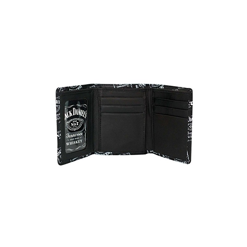 Jack Daniels Signature Label Trifold Wallet - Black Leather