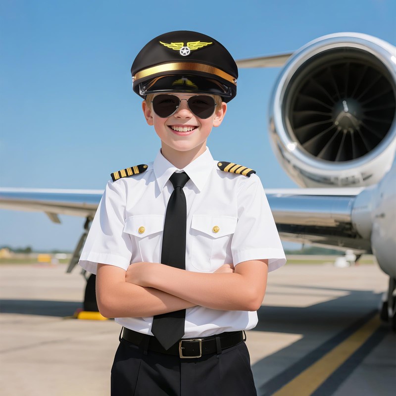 Bryndo 5 Pcs Airline Pilot Costue Set for Kids, Pilot