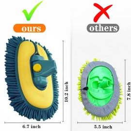 BMLEI Car Wash Brush with Long Handle, Microfiber Car Wash Kit Cleaning Supplies, Car Wash Mop Mitt with 1 Replacement Head, Extension Pole Car Brush Cleaning Kit for Cars Trucks Green