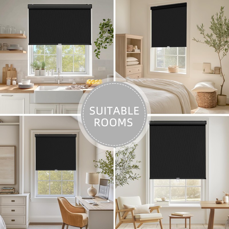 Blackout Roller Shades for Window, Cordless Pull Down Blinds