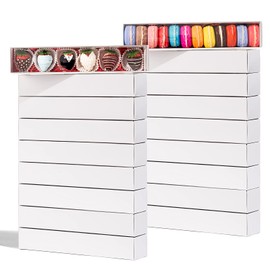 RomanticBaking 50 Pack Long Strawberry Boxes Macaron boxes Truffle Boxes Cocoa Bombs Boxes Cookies boxes Bakery Boxes(12x2 2¼x2 Inches)