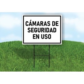 CAMARAS DE SEGURIDAD EN USO SECURITY CAMERAS IN USE BLACK Double Sided 18x24 in Yard Road Sign w/Stand