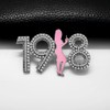 ALPHA Letter Sorority 1908 Girl Rhinestone Metal Brooch White Imitation