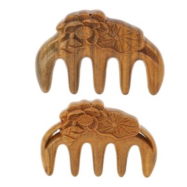 2pcs Meridian Massage Comb Wood Scalp Massage Wide Tooth Handheld Static Free Sandalwood Hair Comb
