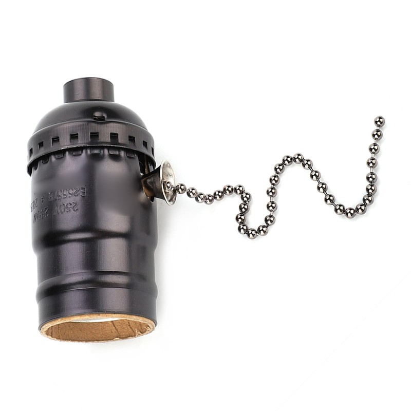 Fayelume E26 Pull Chain Light Socket, Aluminum Lamp Socket Replacement,