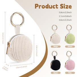 Playexen Ring Holder Keychain, 2 Pack Corduroy Jewelry Holder Storage with Ring Buckle, Portable Mini Travel Jewelry Keeper Case for Earrings, Rings, Necklaces (Green)