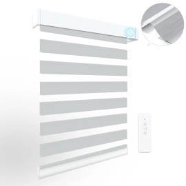 Smart Zebra Blinds Rechargeable Motorized Day Night Blackout Shades for Home Office Windows Remote Control Voice Alexacolor: 95% Blackout-Grey, size: 30"W x 72"L., capacity: 1 KG