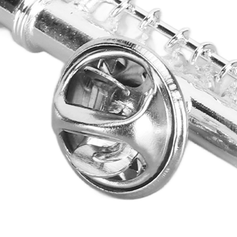 Silver Flute Brooch Miniature Musical Instrument Lapel Brooch Pin with