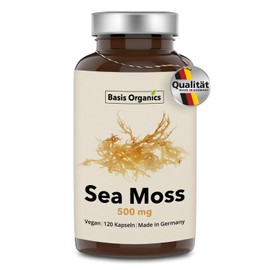 Basis Organics Sea Moss Kapseln aus der Alge Irish Moss - 100% Natrlicher Knorpeltang, Seemoos aus Wildsammlung - Natrliche Jod Quelle - Produziert & Laborgeprft in Deutschland - 120 Kapseln (60 Tage)