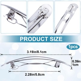 HINZIC 3inch Silver Hair Barrette Metal Large Hair Clip Vintage French Wedding Prom Hair Accessories for Women Long Thick Hair