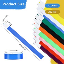 Oslynia 200 Pcs 10 x 1 Inches Wristbands for Events, 10 Colors Waterproof Wrist Bands, Synthetic Paper Wrist Band for Party Identification, Music Festival Concert Admission