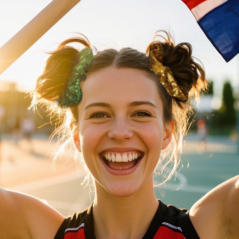 Cheer Gold Rhinestone Hair Accessories for Ponytail Holders Elastics Braids