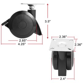 69828 69827 Locking Caster for Weber Spirit 200 300 Series Grills, 4 Pack Caster Wheel with Plate for Weber Grill Replacement Parts (Model Years 2013 and New)