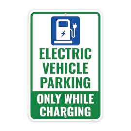 1PC Electric Vehicle Parking Sign, 18 x 12 Inches - Aluminum - EV Car Charging Station