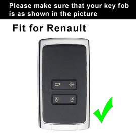 ontto Leather Key Cover Smart Remote Key Fob Case Durable Key Shell Protector Fit for Renault Kadjar Espace Black