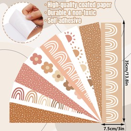 AnyDesign 82Ft Boho Bulletin Board Borders Flower Rainbow Sun Decoration Borders Colorful Trim Border Boho Style Bulletin Board Stickers for School Classroom Office Party Decor