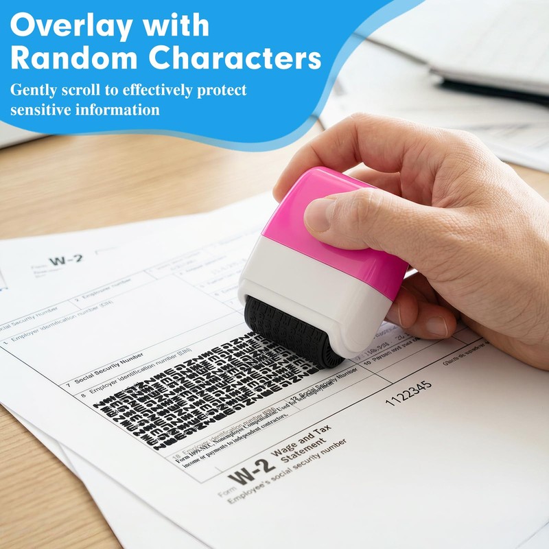 2 Pack Identity Theft Protection Roller Stamp, Stamps for Mailing
