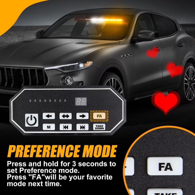 OPP ULITE Led Strobe Light Bar White Amber 9 Key