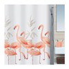 Spirella Anti-Schimmel Duschvorhang - Anti-Bakteriell, waschbar, wasserdicht, Polyester, „Flamingo“ 120x200cm