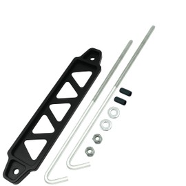 Altland Aluminum Car Battery Tie Down Bracket (10 Inch J-Hooks, Matte Black)