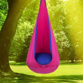 TOPIND Kids Pod Swing Seat Blue Green Hammock Chair Hanging Kit for Outdoor Courtyard Bedroom Versatile Whole Outdoor Furnituresize: 150x70cm, color: Pink with hanging kit
