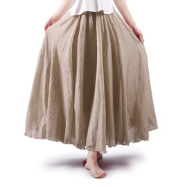 Aeslech Big Girls Cotton Long Maxi Skirts Casual Renaissance Fairy Boho Victorian Gothic Skirts Off White Tag 160-12-13Y