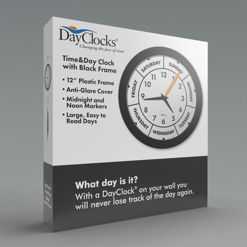 DayClocks Time & Day of The Week Wall Clock with
