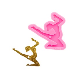 Shiny Glossy Beautiful Dancing Shape Keychain Silicone Mold with Hole Necklace Epoxy Jewellery Silicone Mold Resin Crafting Molds for Luggage Tag Pendant