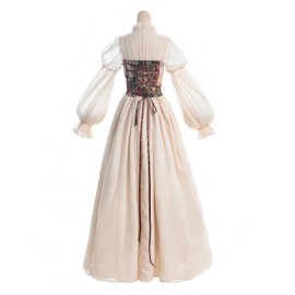Nuoqi Victorian Dress for Women Renaissance Costumes 1800s Medieval Corset Dress Beige S