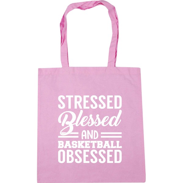 Hippowarehouse Stressed Blessed And Basketball Obsessed Tote Shopping Gym Beach