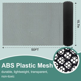 Chicken Plastic Wire Fencing Mesh - Heavy-Duty Plastic Chicken Black Wire Fence Mesh for Gardening, Barrier Netting, Poultry Dogs Rabbit Fencing (Black, 15.7IN x 50FT)