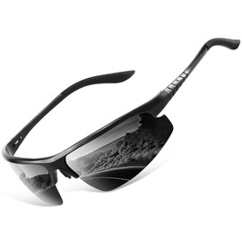 kunchu Sunglasses Men's Al-Mg Metal Frame Polarised Bicycle Glasses Sports Glasses Driver's Glasses Ultralight UV400 Protection Outdoor