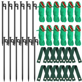 Sintuff 36 Pcs Heavy Duty Tree Stake Kits Stake and Support for Young Leaning Tree Anchor Straightening Kit, 15.8'' Support Straps, 11.8'' Steel Stakes, 13.12ft Rope(Green)
