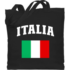 Shirtracer - Cotton Bag - Football World Cup - Bags - Italia Lettering with Flag | Italy | Italy, 1 black