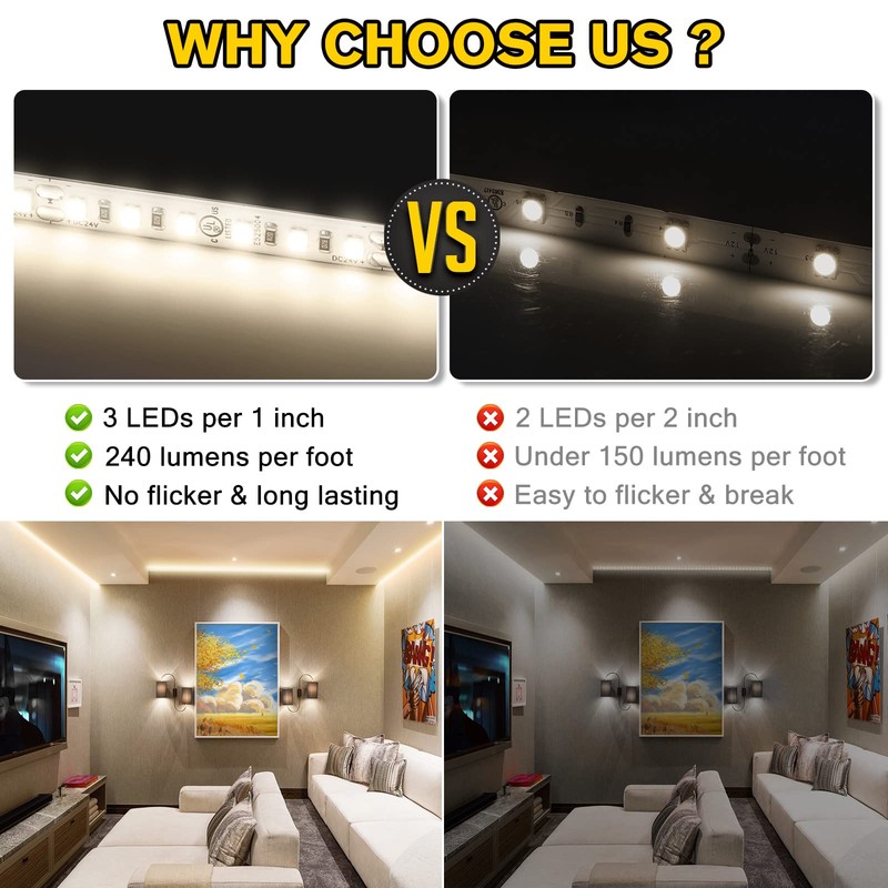 EMITEVER LED Strip Lights Neutral White, 4000K 24V LED Tape