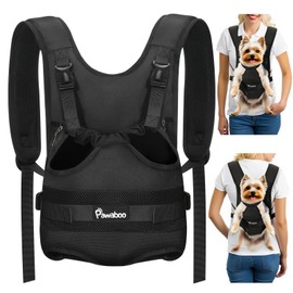 Pawaboo Pet Dog Front Carrier Backpacks, Legs Out Pet Carrier Backpack for Dogs, Adjustable Dog Chest Carriers Purse for Small Medium Dogs Hands Free for Travel Hiking Cycling Camping, S, Black