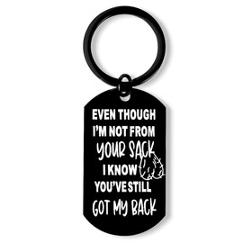 Bonus Dad Gifts from Daughter Son, Stepdad Keychain for Men Fathers Day Birthday Christmas Xmas Present, Step Dad Father In Law Keychains