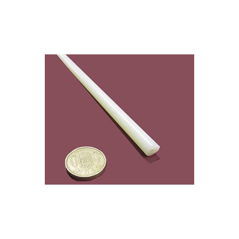 Natural Nylon Extruded Round Rod .375" (3/8") x 5 Ft