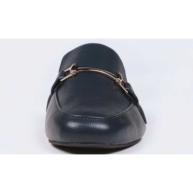 Feversole Mocasines de moda para mujer, Ribete de barra azul