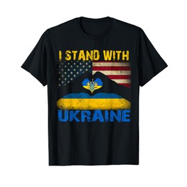 I Stand with Ukraine Support Ukraine Lover Pride Ukraine USA T-Shirt