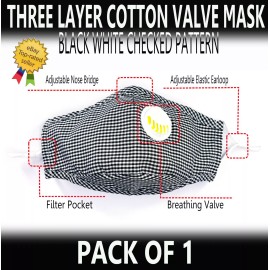 TK FASHION MASK 20~100 PCS  PM2.5 ACTIVATED COTTON CARBON FILTER FACE MASK BREATHING ADULT - Black and White Checked Mask