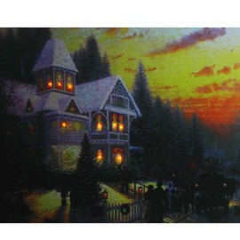Northlight LED Lighted Victorian Christmas at Sunset Canvas Wall Art 15.75" x 19.5"