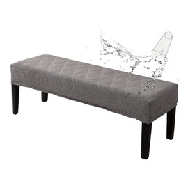 GERLNF Waterproof Dining Room Bench Covers, Stretch Jacquard Bench Seat Protector Cover for bedrooms, Living Rooms, Kitchens, Removable, Washable (Bench Cover,Leaf-Gray)